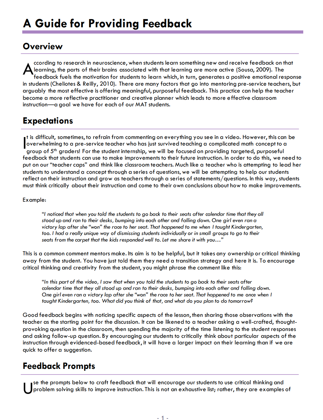 A Guide for Providing Feedback | Center for Education Policy Research