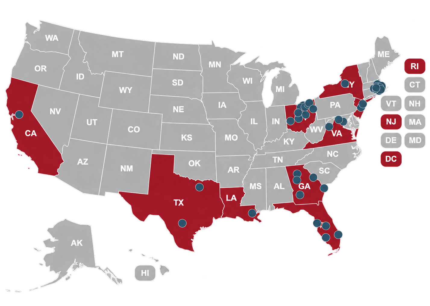 map of Proving Ground partnerships
