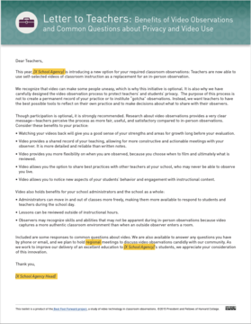 Letter to Teachers