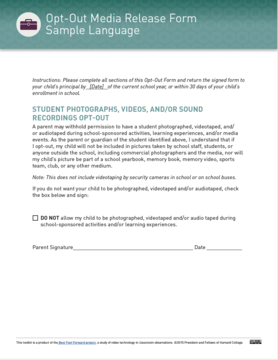 Opt Out Student Media Consent Form