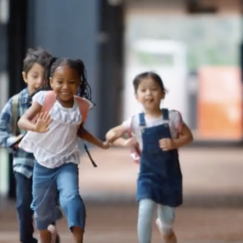 Children running to class
