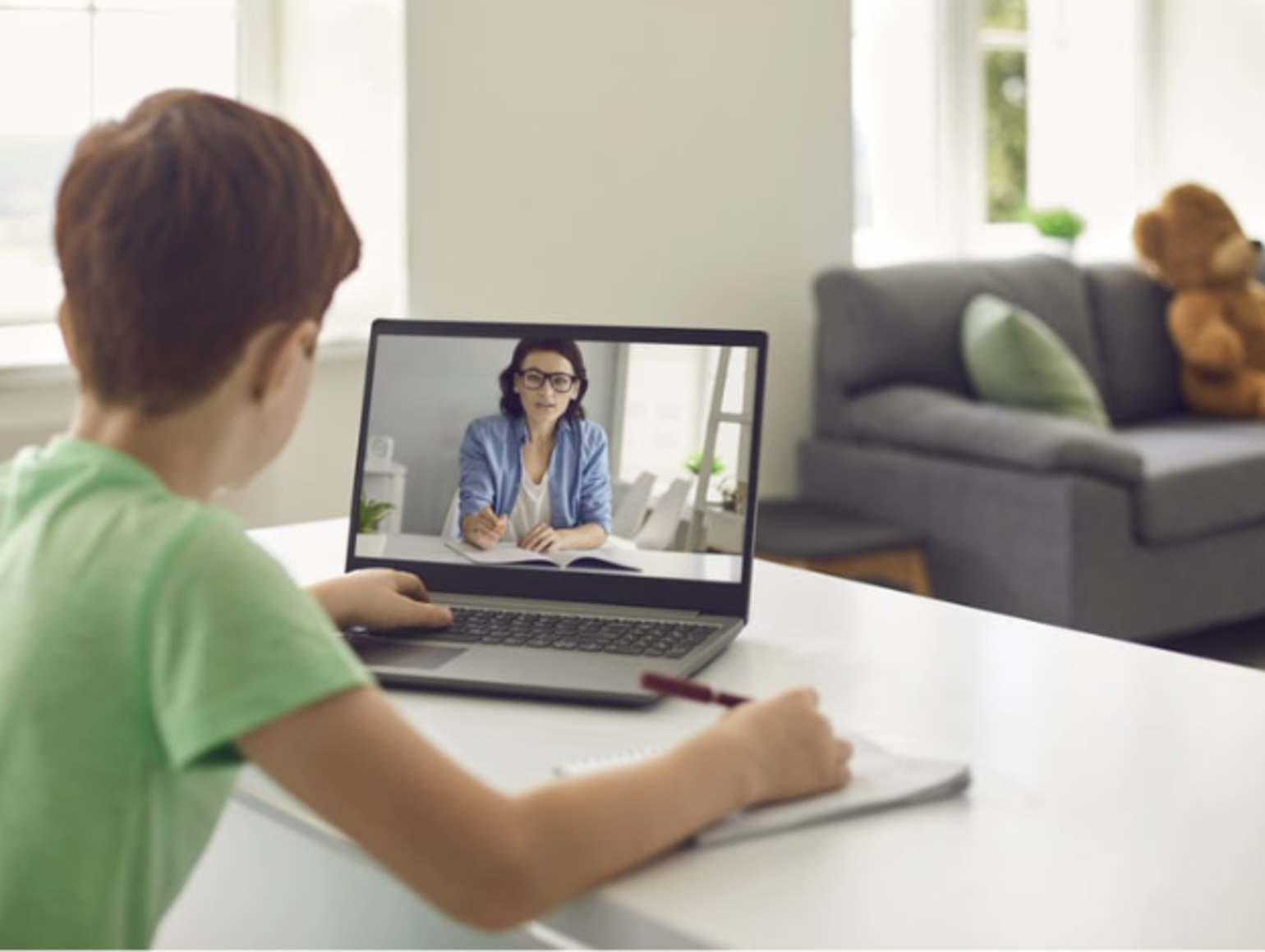 Student receiving virtual tutoring