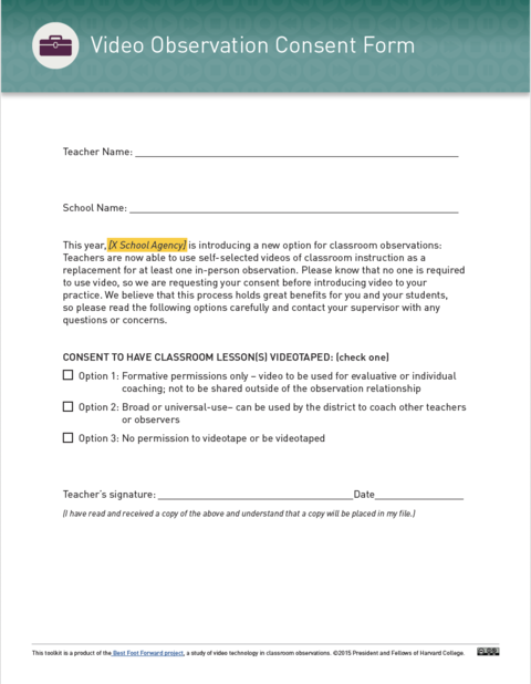 Sample Video Observation Consent Form