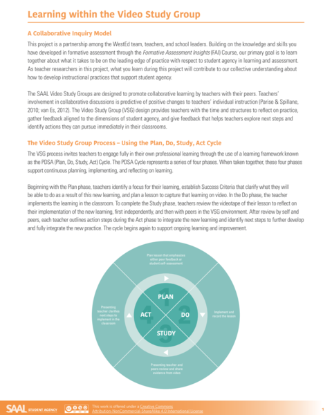 front cover of the resource Learning within the Video Study Group