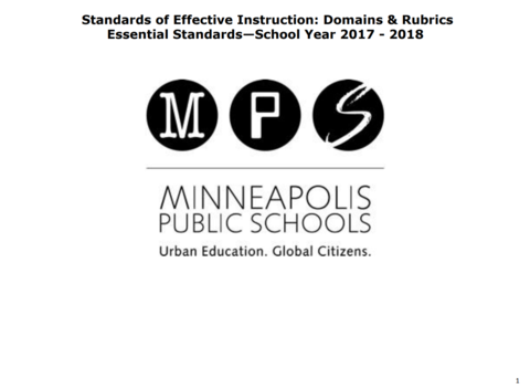 Front cover for resource Standards of Effective Instruction: Domains & Rubrics