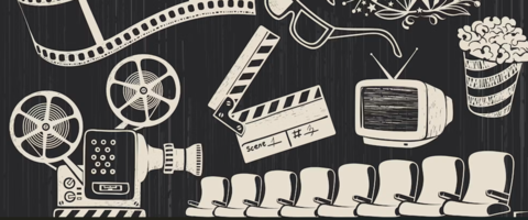 clipart collage of old film reels